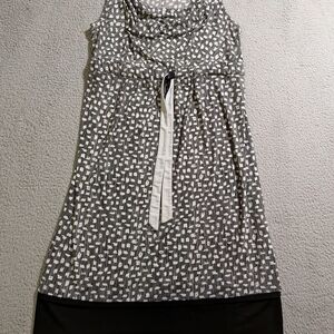 Motherhood Maternity Women`s Black White Cowl Neck Sleeveless Midi Dress Size S